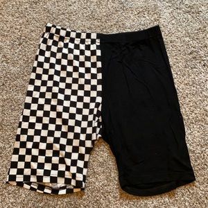 SHEIN - 1/2 black 1/2 checkered biker shorts